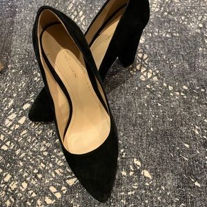 BCBG black suede heels